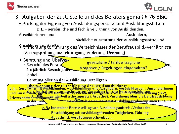 3. Aufgaben der Zust. Stelle und des Beraters gemäß § 76 BBi. G •