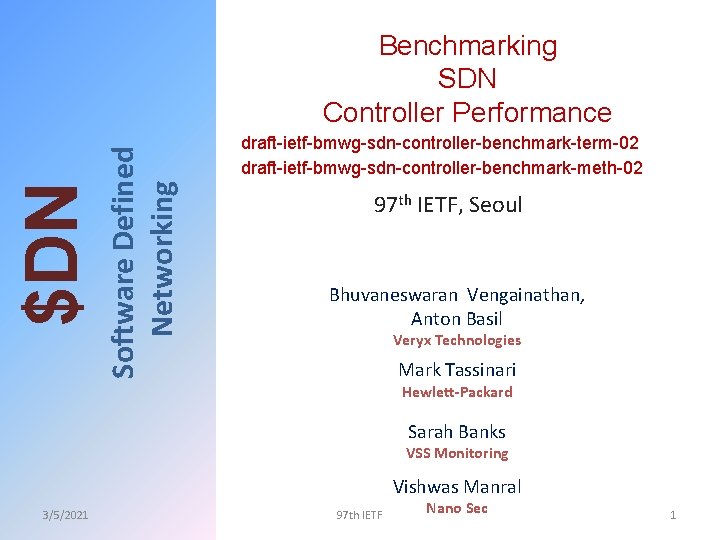 Software Defined Networking DN Benchmarking SDN Controller Performance