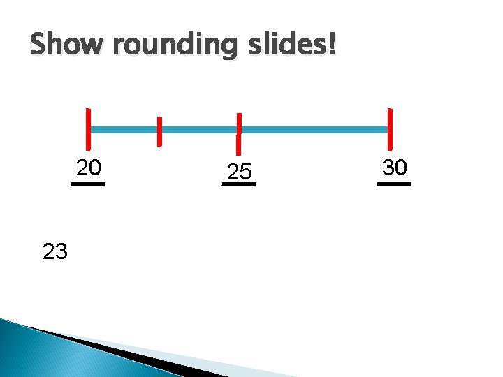 Show rounding slides! 20 23 25 30 