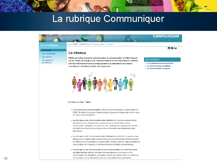 La rubrique Communiquer 10 La rubrique Communiquer 10