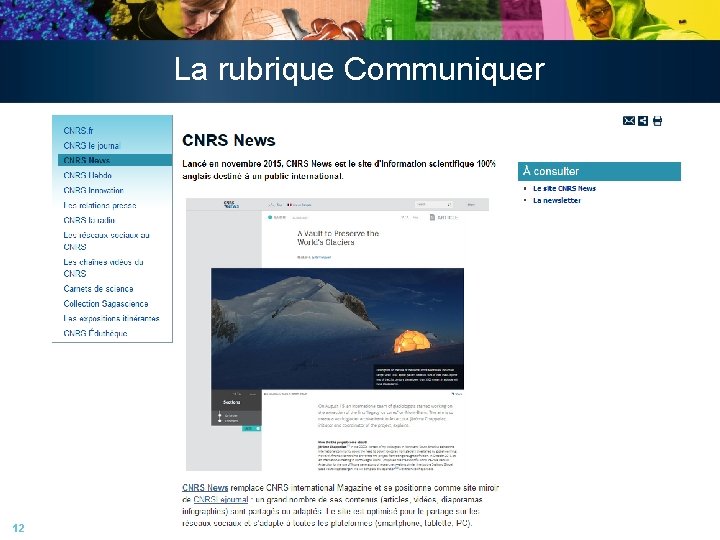 La rubrique Communiquer 12 La rubrique Communiquer 12