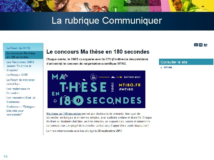La rubrique Communiquer 14 La rubrique Communiquer 14