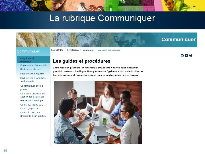 La rubrique Communiquer 15 La rubrique Communiquer 15