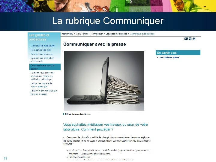 La rubrique Communiquer 17 La rubrique Communiquer 17