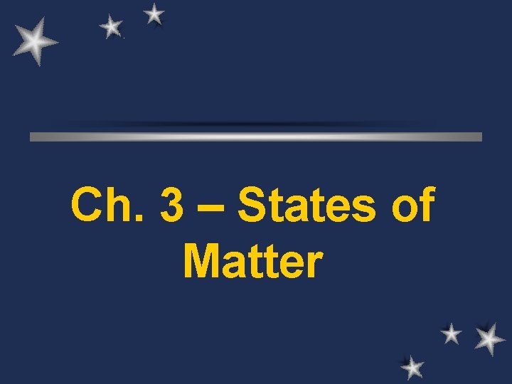 Ch. 3 – States of Matter Ch. 3 – States of Matter