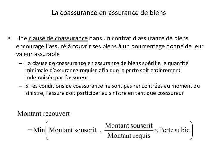 La coassurance en assurance de biens • Une clause de coassurance dans un contrat