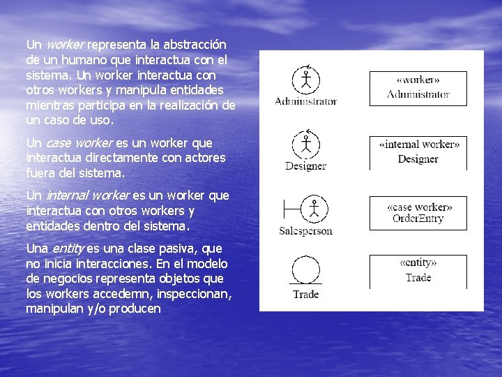 Un worker representa la abstracción de un humano que interactua con el sistema. Un