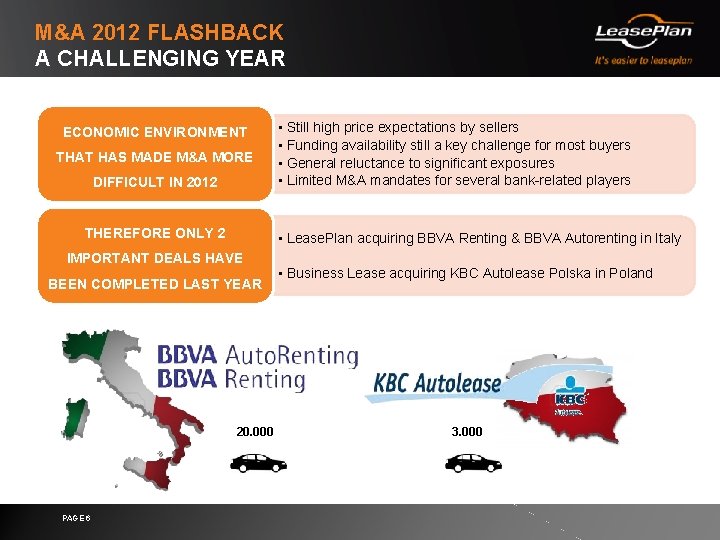 M&A 2012 FLASHBACK A CHALLENGING YEAR ECONOMIC ENVIRONMENT THAT HAS MADE M&A MORE DIFFICULT