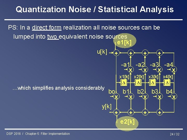 Quantization Noise / Statistical Analysis PS: In a direct form realization all noise sources