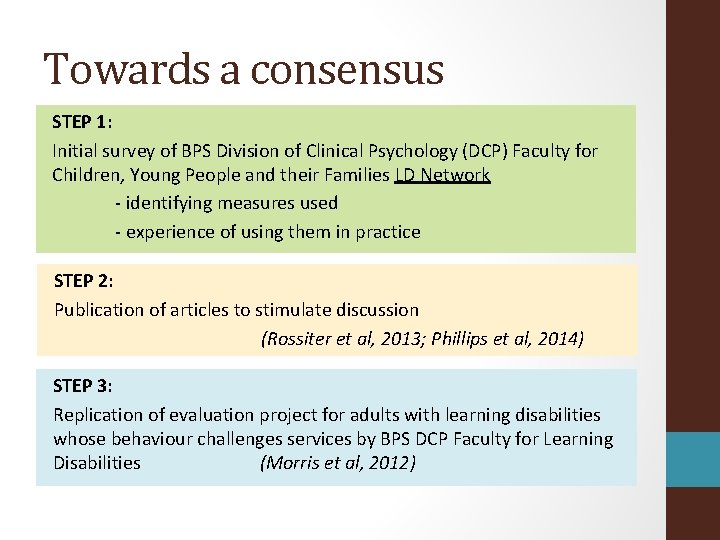 Towards a consensus STEP 1: Initial survey of BPS Division of Clinical Psychology (DCP)
