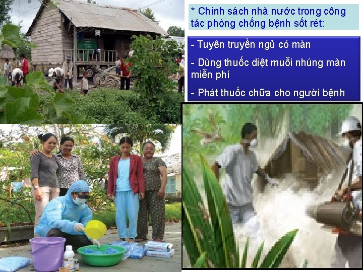 * Chính sách nhà nước trong công tác phòng chống bệnh sốt rét: -