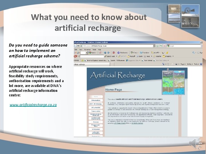 What you need to know about artificial recharge Do you need to guide someone