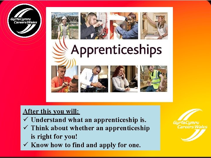 After this you will: ü Understand what an apprenticeship is. ü Think about whether After this you will: ü Understand what an apprenticeship is. ü Think about whether