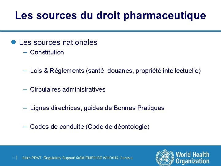 Les sources du droit pharmaceutique l Les sources nationales – Constitution – Lois &