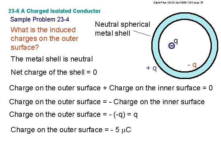 Aljalal-Phys. 102 -02 April 2006 -Ch 23 -page 35 23 -6 A Charged Isolated