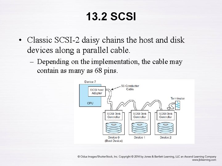 13. 2 SCSI • Classic SCSI-2 daisy chains the host and disk devices along