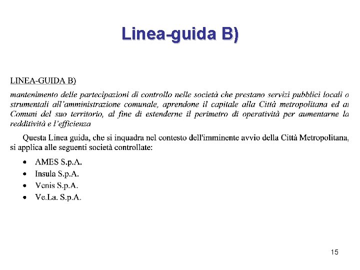 Linea-guida B) 15 