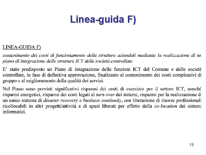 Linea-guida F) 19 