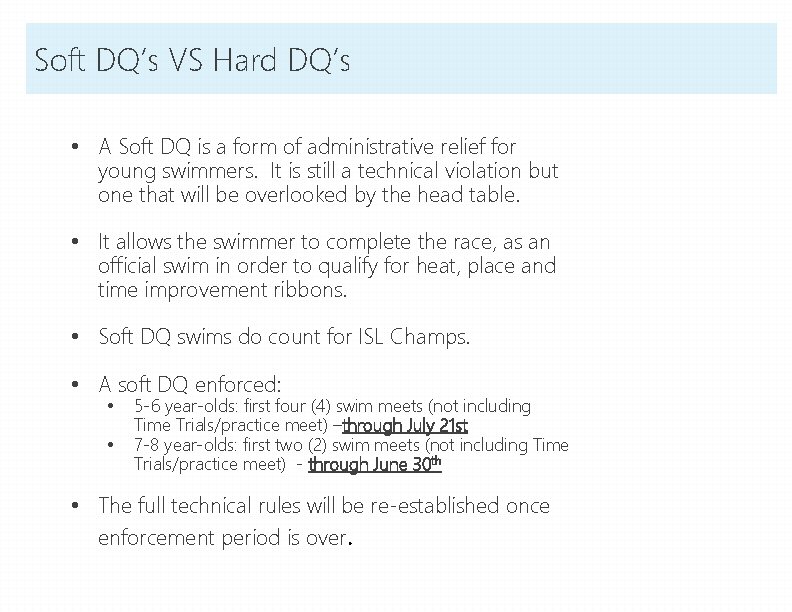 Soft DQ’s VS Hard DQ’s • A Soft DQ is a form of administrative Soft DQ’s VS Hard DQ’s • A Soft DQ is a form of administrative