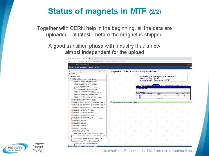 Status of magnets in MTF (2/2) Together with CERN help in the beginning, all