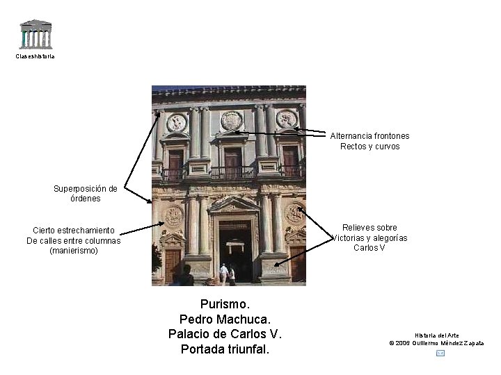 Claseshistoria Alternancia frontones Rectos y curvos Superposición de órdenes Relieves sobre Victorias y alegorías