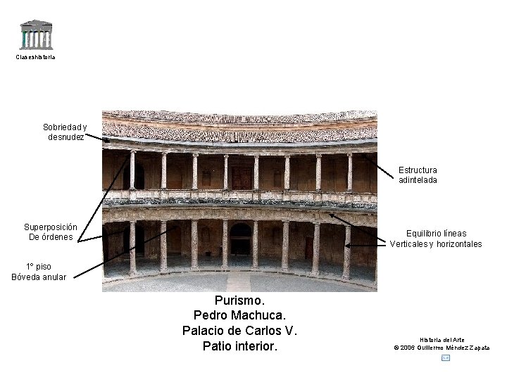 Claseshistoria Sobriedad y desnudez Estructura adintelada Superposición De órdenes Equilibrio líneas Verticales y horizontales