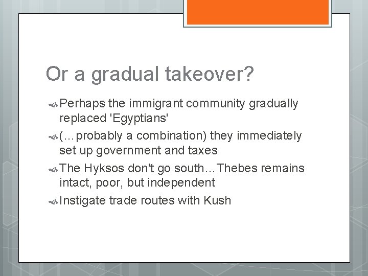Or a gradual takeover? Perhaps the immigrant community gradually replaced 'Egyptians' (…probably a combination)