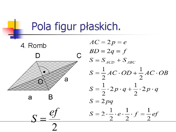 Pola figur płaskich. 4. Romb 