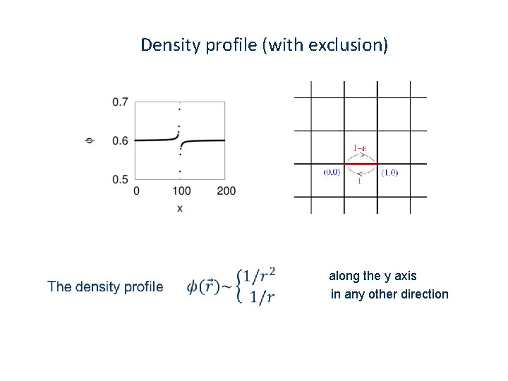  Density profile (with exclusion) along the y axis in any other direction 