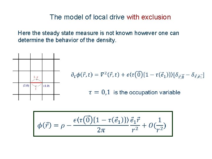 The model of local drive with exclusion Here the steady state measure is not