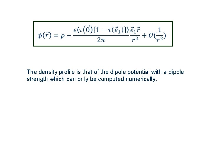  The density profile is that of the dipole potential with a dipole strength