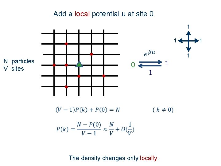 Add a local potential u at site 0 1 1 N particles V sites