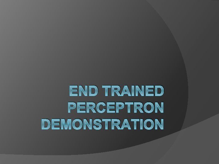 END TRAINED PERCEPTRON DEMONSTRATION 
