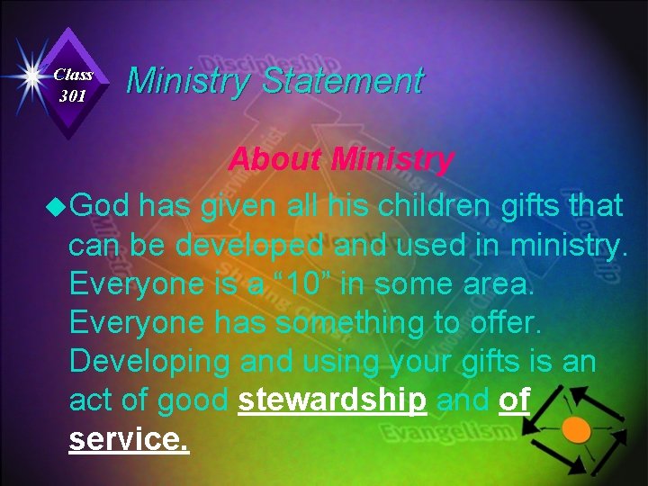 Class 301 Ministry Statement About Ministry u. God has given all his children gifts