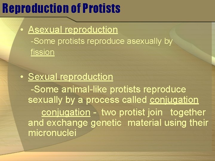 Reproduction of Protists • Asexual reproduction -Some protists reproduce asexually by fission • Sexual