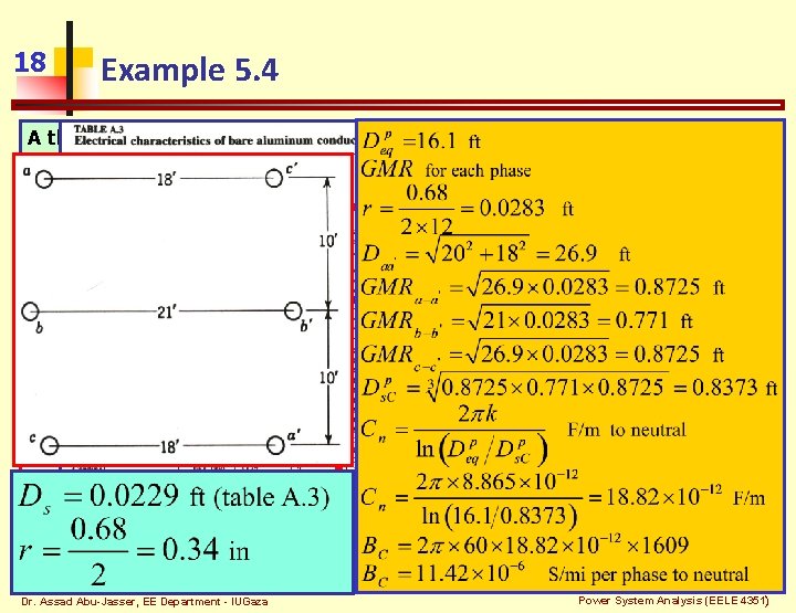 18 Example 5. 4 A three-phase double-circuit line ACSR is composed of 300000 -cmil