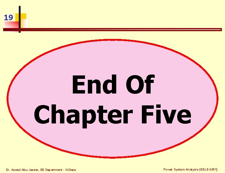 19 End Of Chapter Five Dr. Assad Abu-Jasser, EE Department - IUGaza Power System