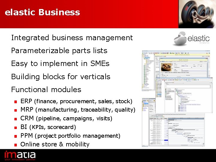 elastic Business Integrated business management Parameterizable parts lists Easy to implement in SMEs Building