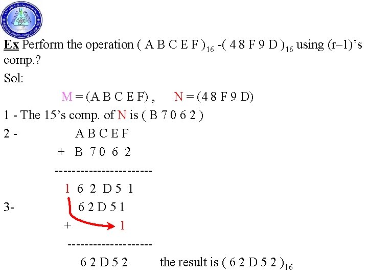 Ex Perform the operation ( A B C E F )16 -( 4 8