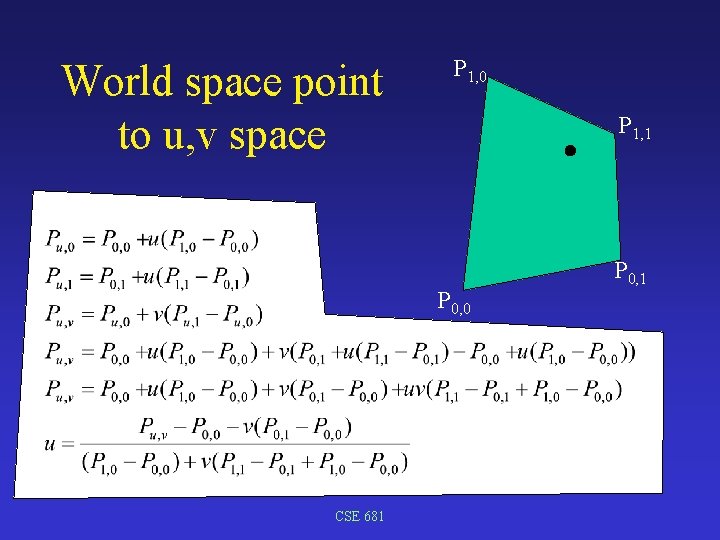 World space point to u, v space P 1, 0 P 1, 1 P