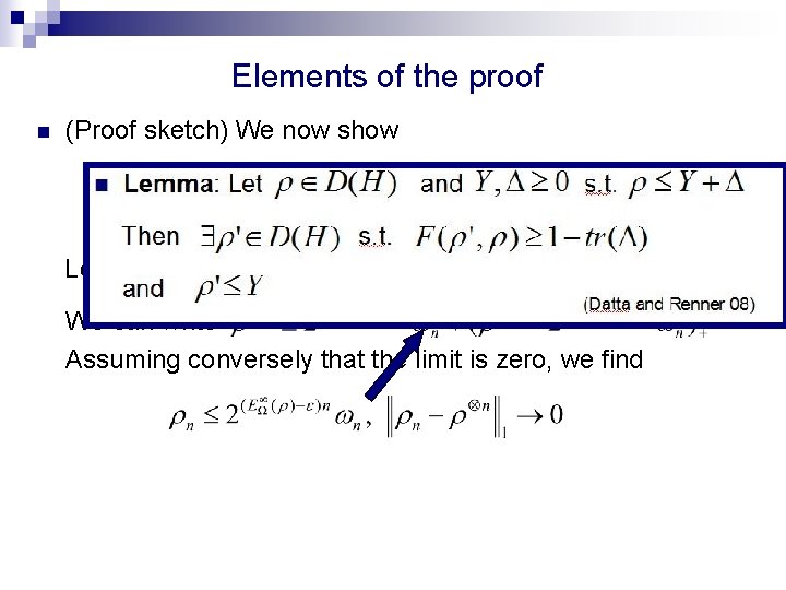 Elements of the proof n (Proof sketch) We now show Let be an optimal