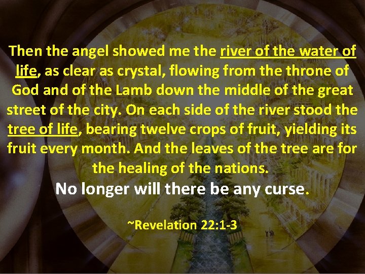 Then the angel showed me the river of the water of life, as clear