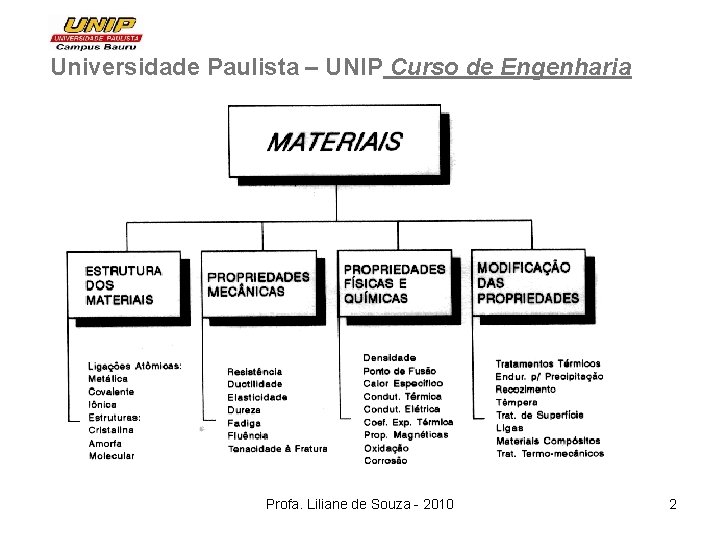 Universidade Paulista – UNIP Curso de Engenharia Profa. Liliane de Souza - 2010 2