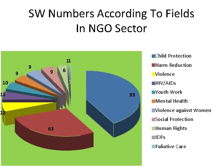 SW Numbers According To Fields In NGO Sector 9 9 Child Protection 11 9
