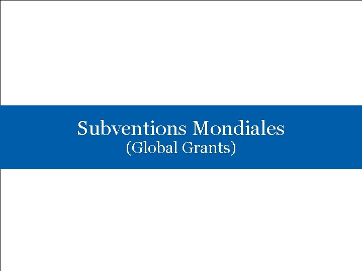 Subventions Mondiales (Global Grants) 