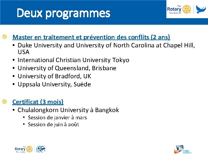 Deux programmes Master en traitement et prévention des conflits (2 ans) • Duke University