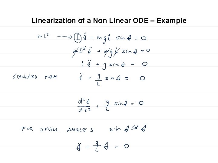 Linearization of a Non Linear ODE – Example 