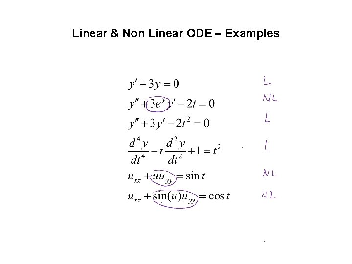 Linear & Non Linear ODE – Examples 