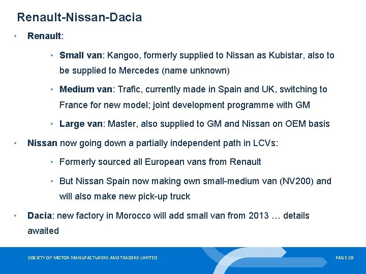 Renault-Nissan-Dacia • Renault: • Small van: Kangoo, formerly supplied to Nissan as Kubistar, also