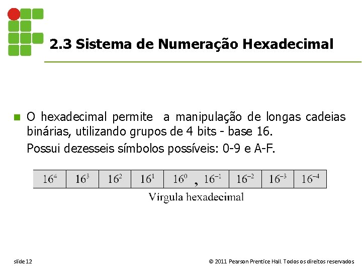 2. 3 Sistema de Numeração Hexadecimal n O hexadecimal permite a manipulação de longas